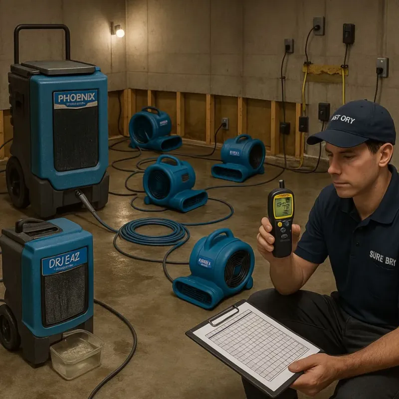 Structural Drying and Dehumidification process in Jasper, IN